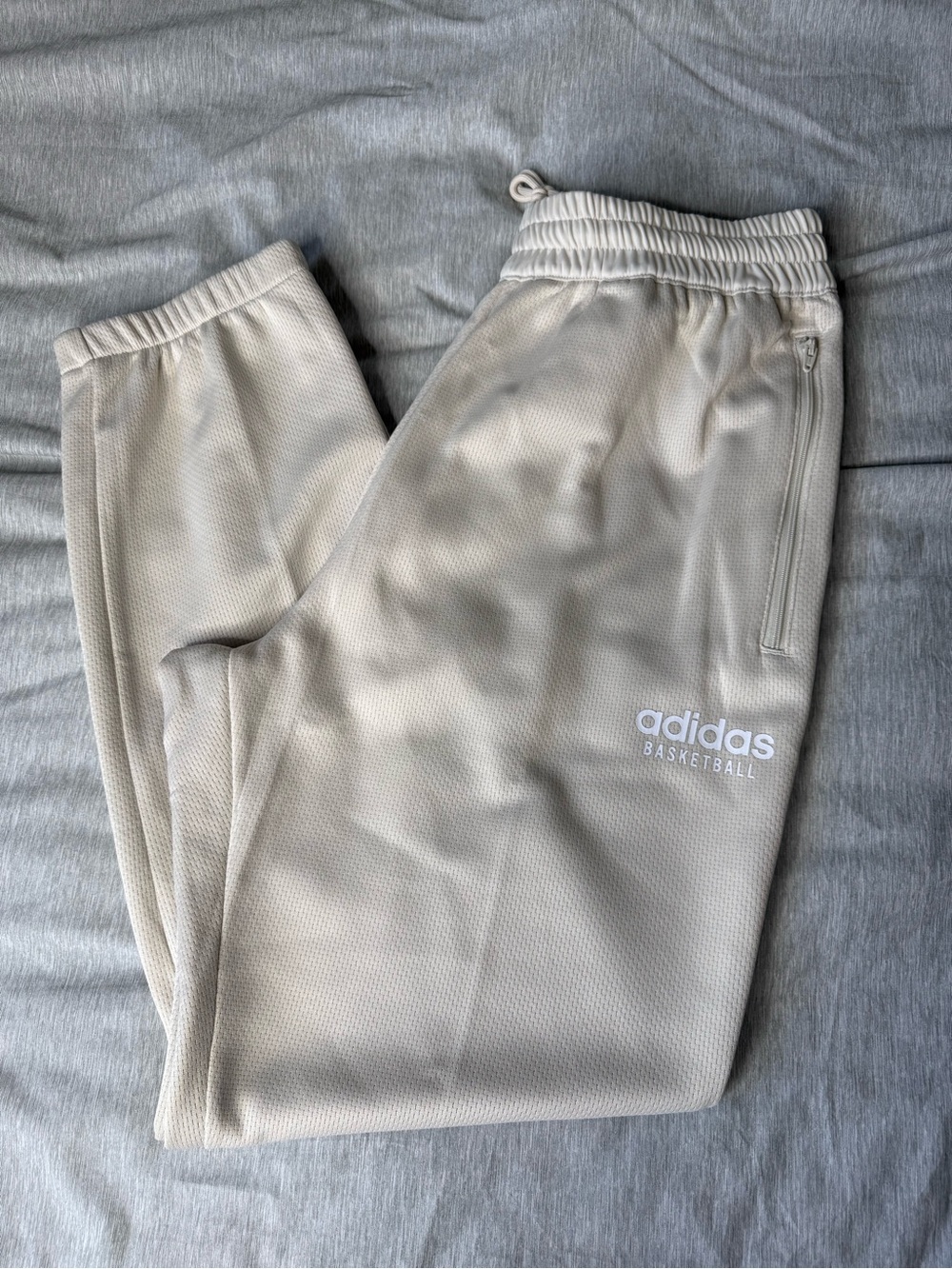 adidas mens Cream Basketball Jogger Sweatpants